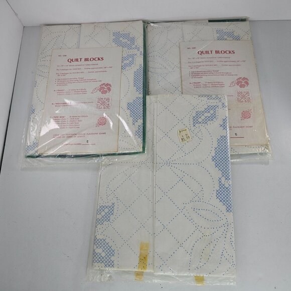 Vintage WonderArt Quilt Blocks Set of 3 18" x18" #1298 - Picture 5 of 8